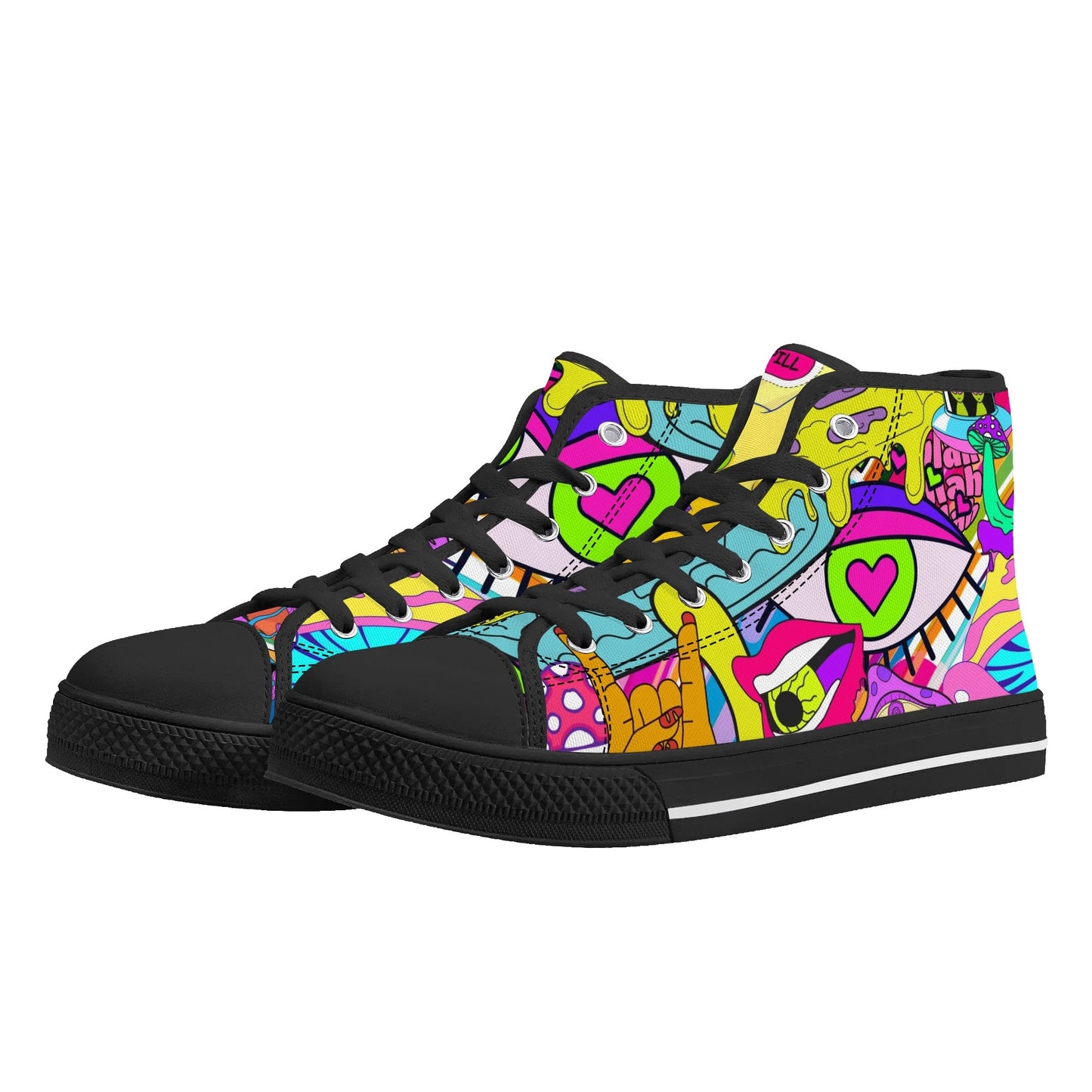 90s Neon Trip and Space Fun - High Top Shoes