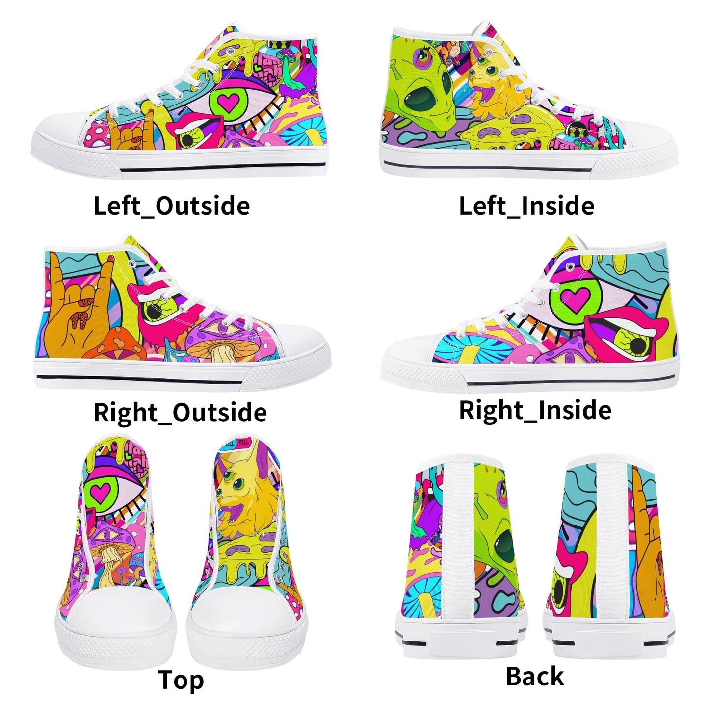 90s Neon Trip and Space Fun - High Top Shoes