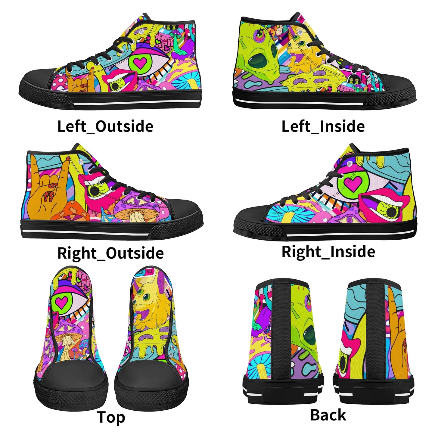 90s Neon Trip and Space Fun - High Top Shoes