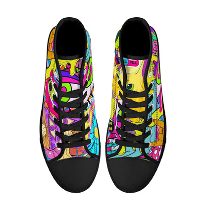 90s Neon Trip and Space Fun - High Top Shoes