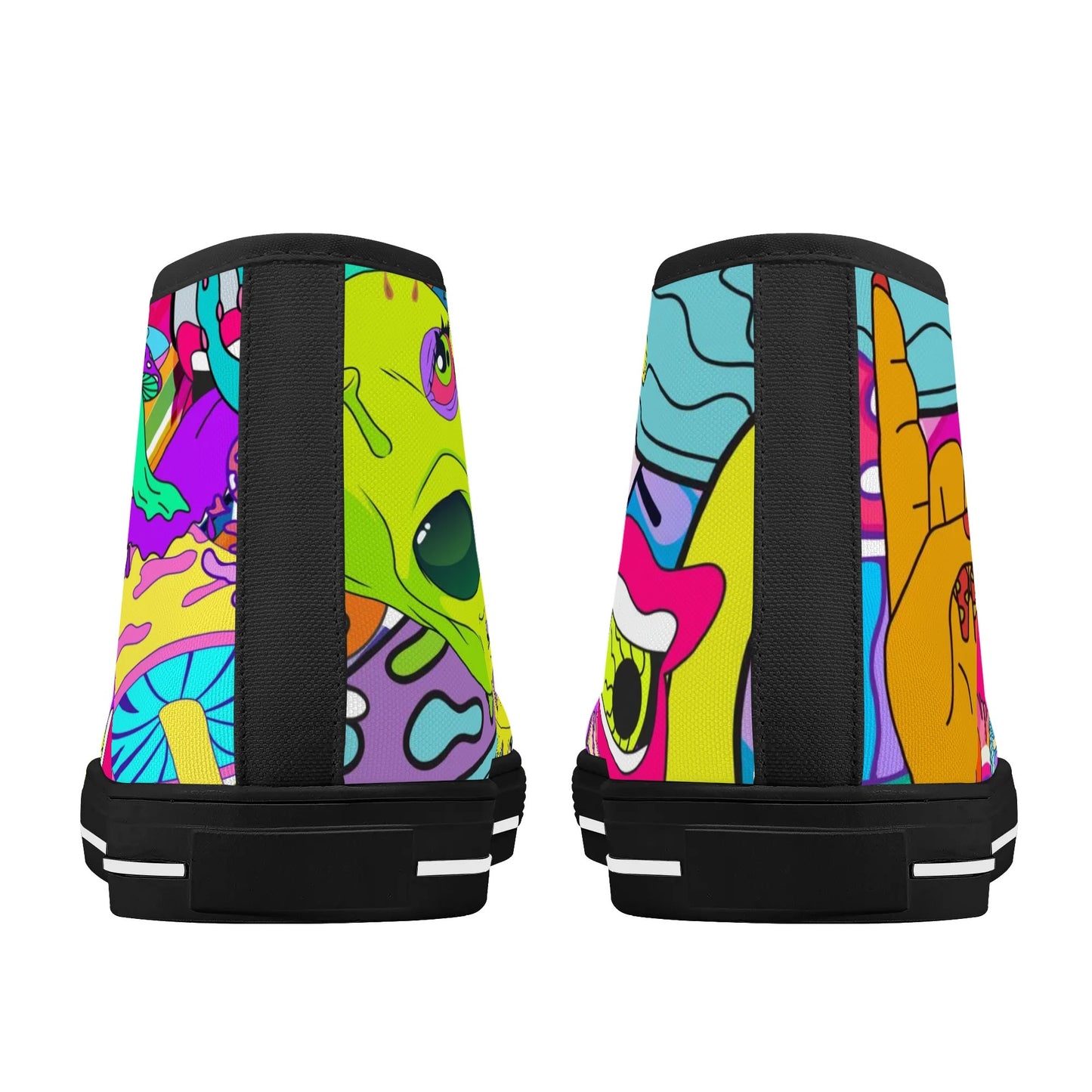 90s Neon Trip and Space Fun - High Top Shoes