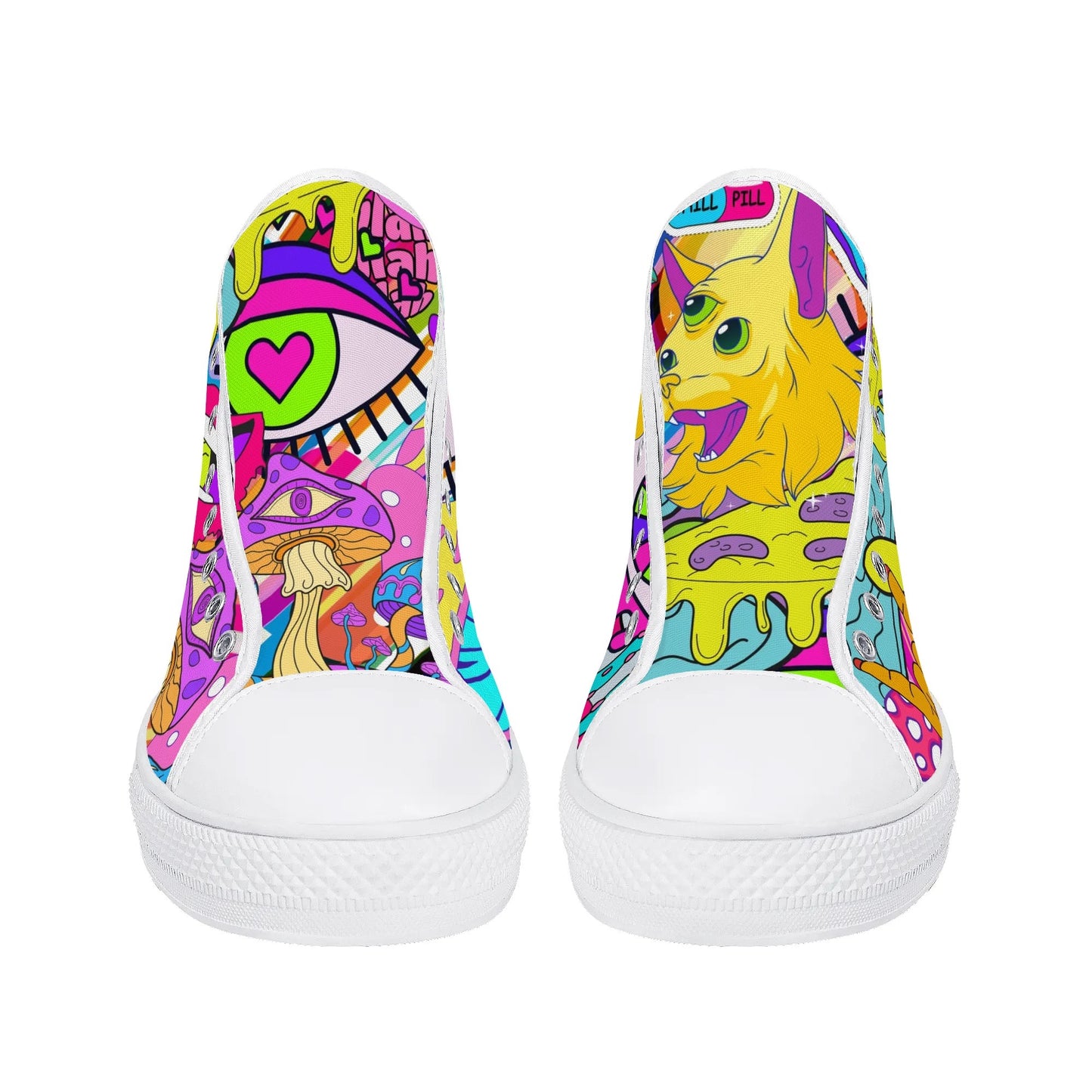 90s Neon Trip and Space Fun - High Top Shoes