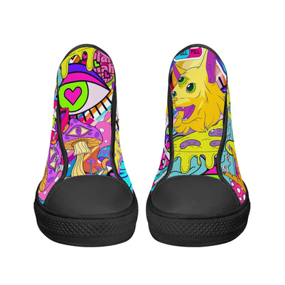 90s Neon Trip and Space Fun - High Top Shoes