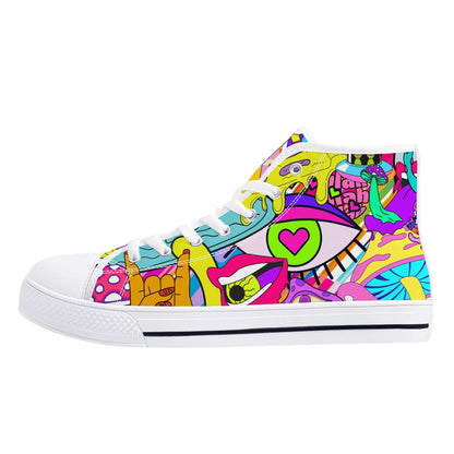 90s Neon Trip and Space Fun - High Top Shoes