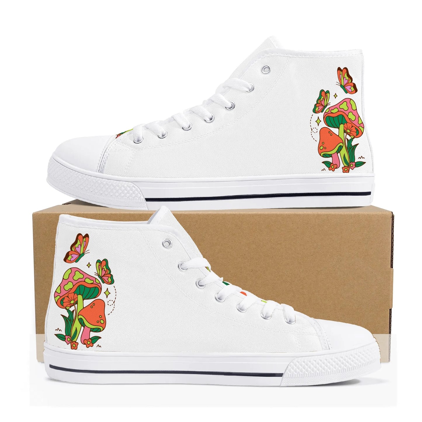 Shrooms and Butterflies High Top Shoes