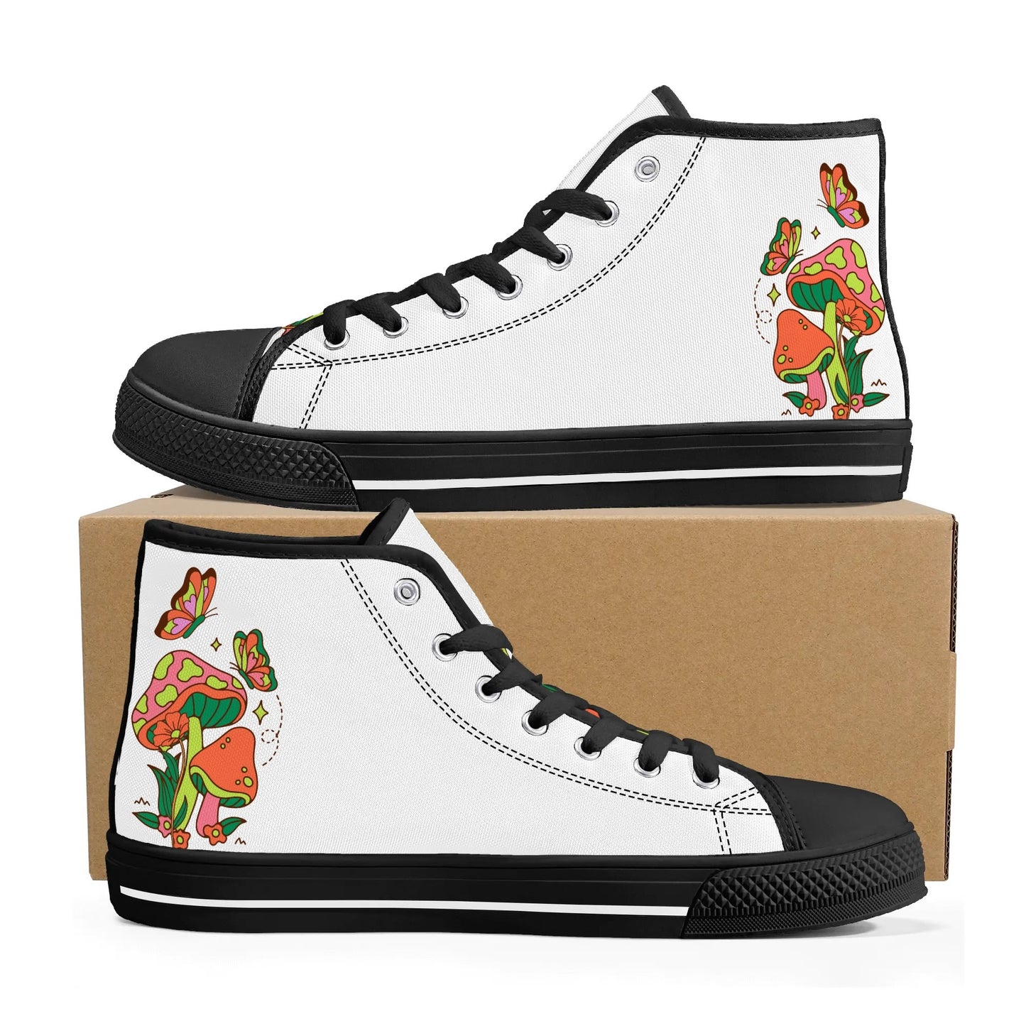 Shrooms and Butterflies High Top Shoes