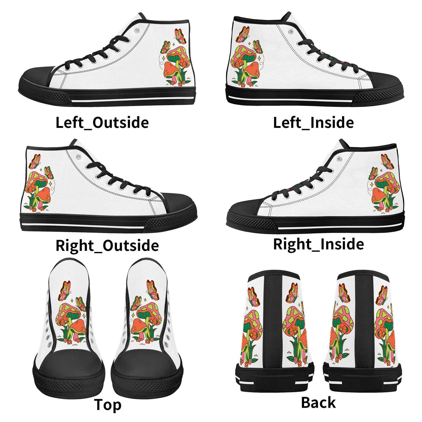 Shrooms and Butterflies High Top Shoes