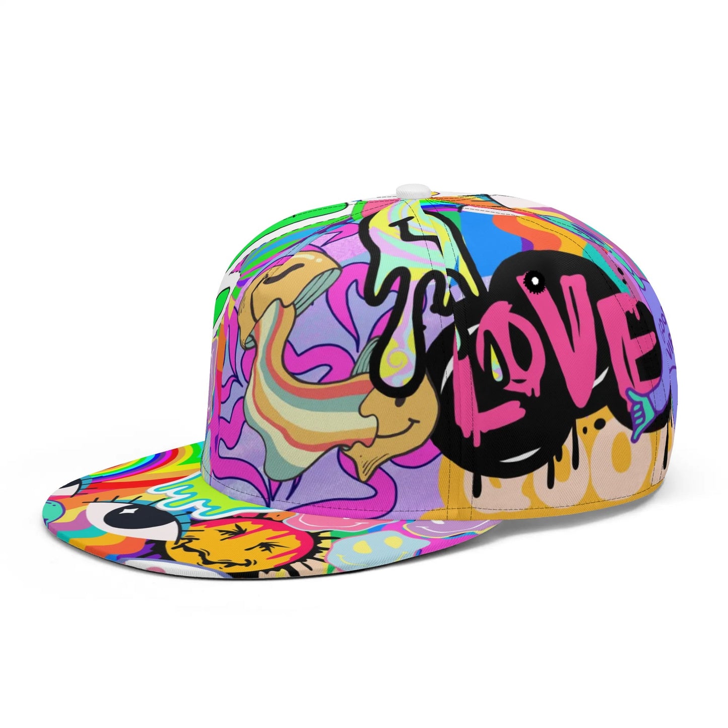 Trippy Neon Flat Bill Hat