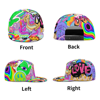 Trippy Neon Flat Bill Hat