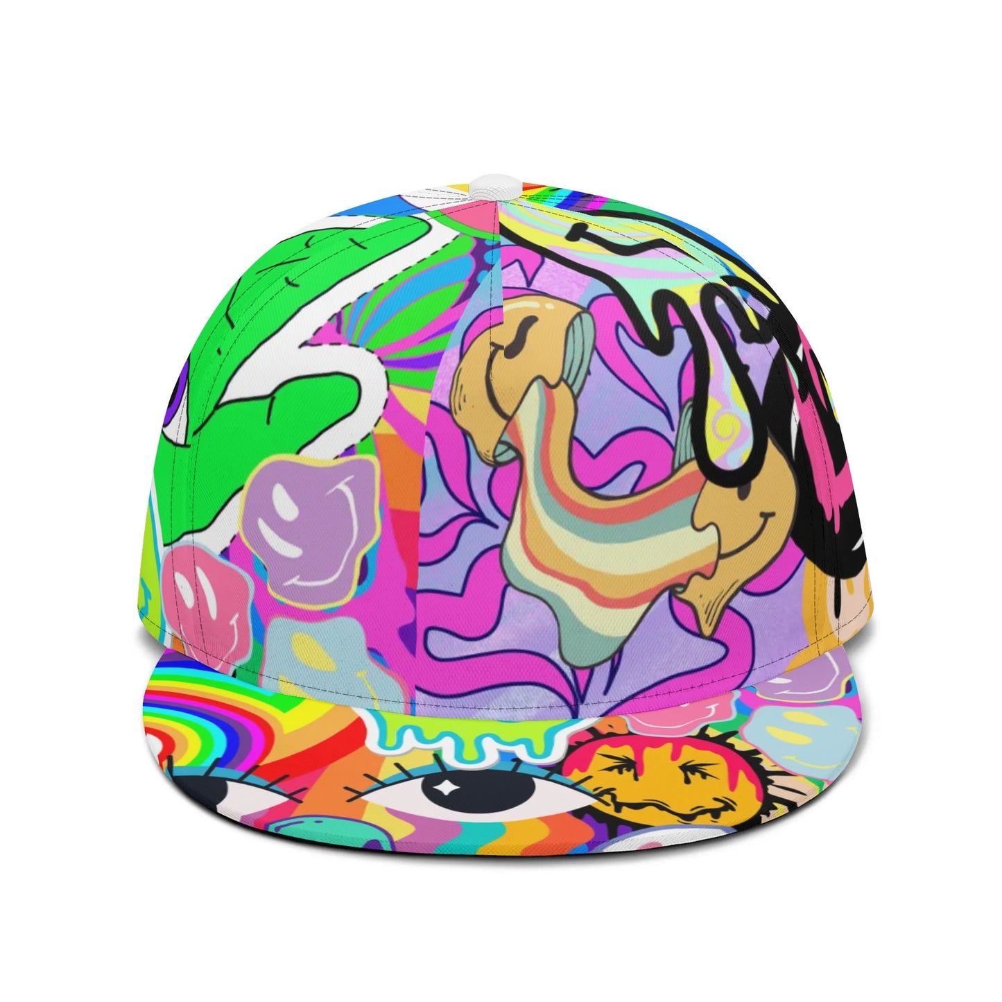 Trippy Neon Flat Bill Hat