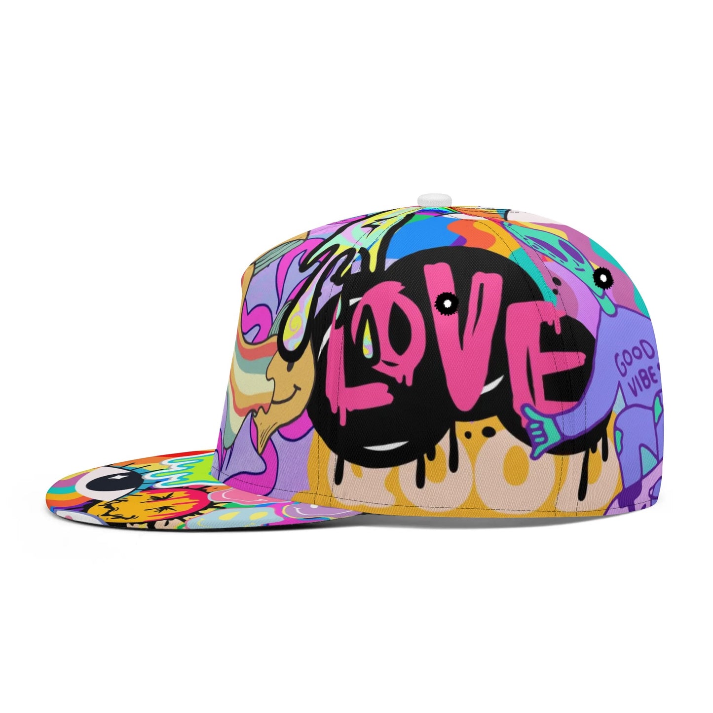 Trippy Neon Flat Bill Hat