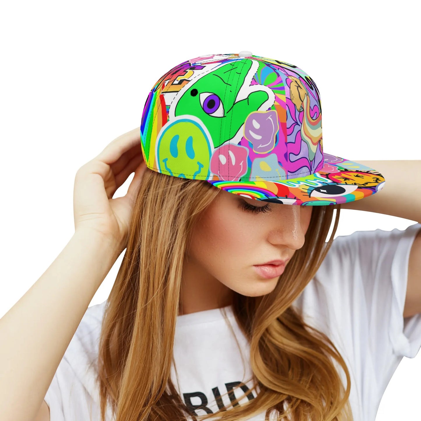 Trippy Neon Flat Bill Hat