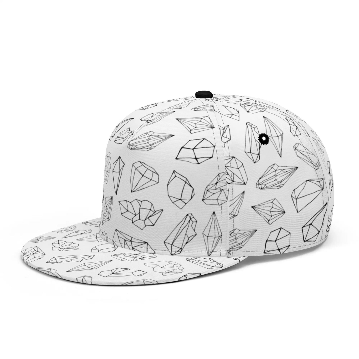 Black and White Crystalized Basic - Flat Bill Hat