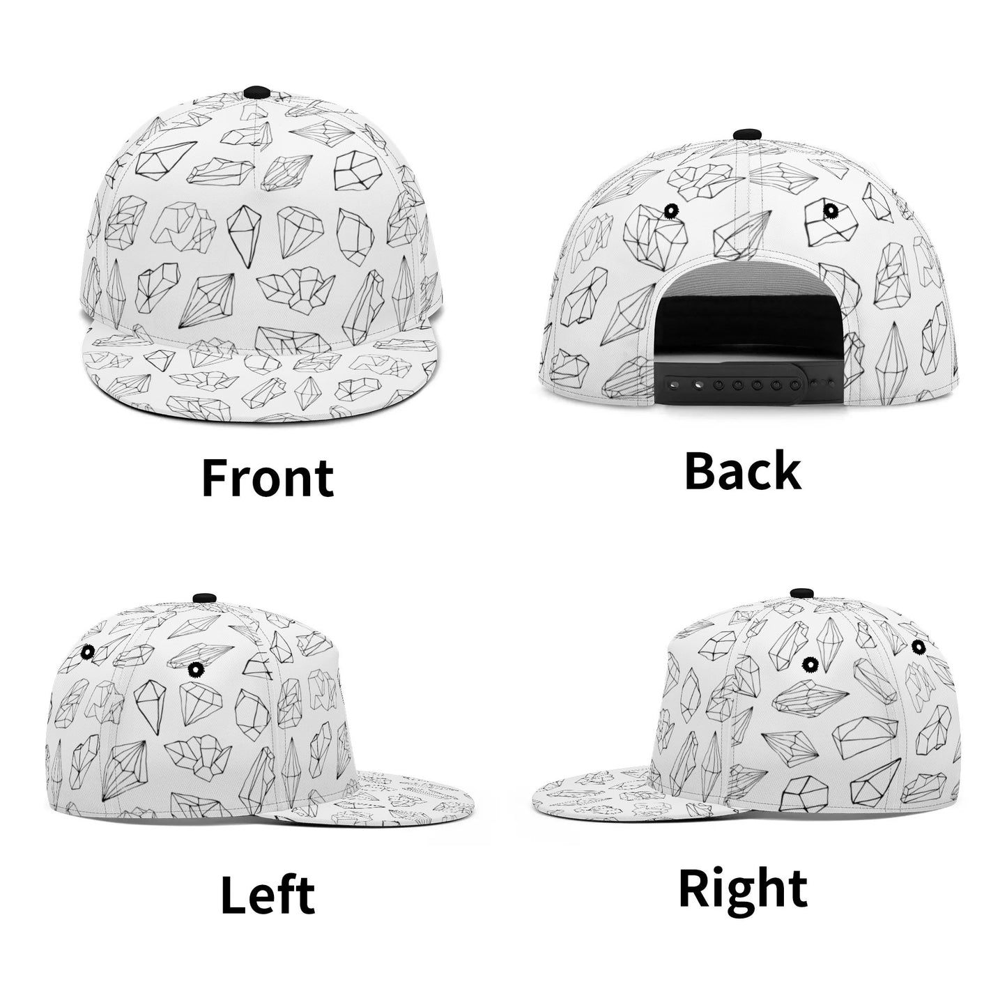 Black and White Crystalized Basic - Flat Bill Hat