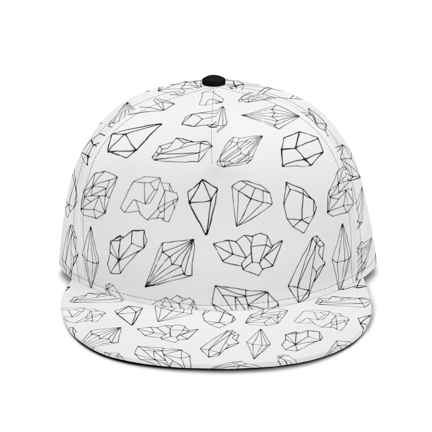 Black and White Crystalized Basic - Flat Bill Hat