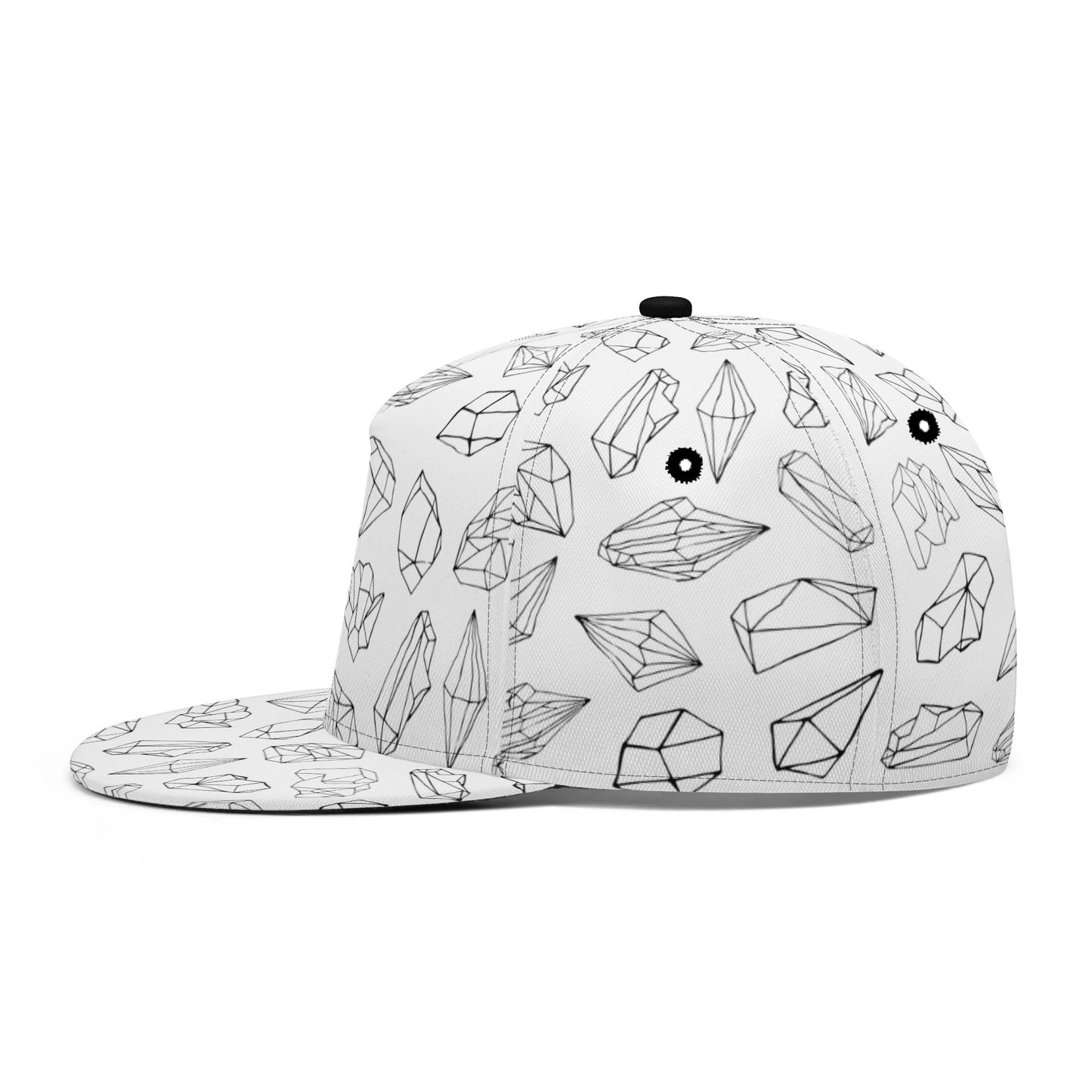 Black and White Crystalized Basic - Flat Bill Hat