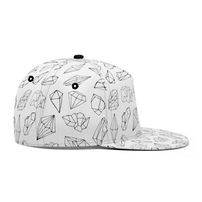 Black and White Crystalized Basic - Flat Bill Hat