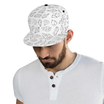 Black and White Crystalized Basic - Flat Bill Hat