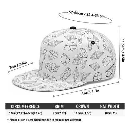 Black and White Crystalized Basic - Flat Bill Hat