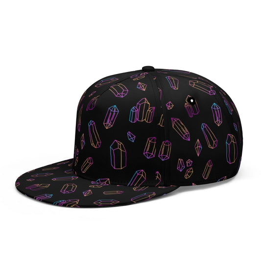 All-Over Crystal Print, Black Base - Flat Bill Hat