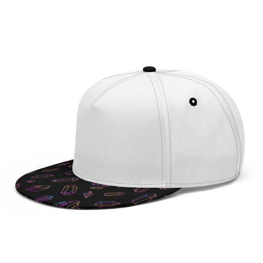 Black Bill, Rainbow Crystals - Flat Bill Hat