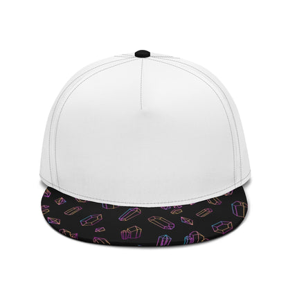 Black Bill, Rainbow Crystals - Flat Bill Hat