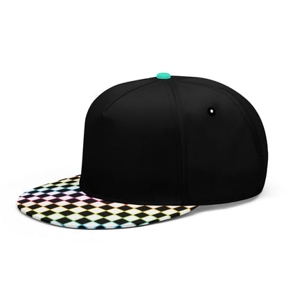 Rainbow Checkers Flat Bill Hat