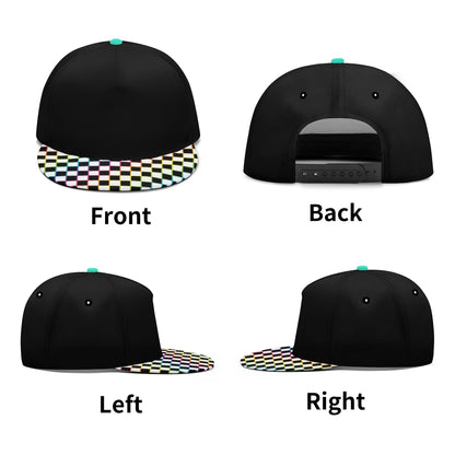 Rainbow Checkers Flat Bill Hat