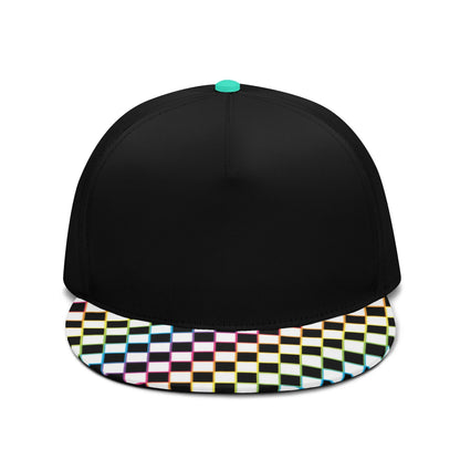 Rainbow Checkers Flat Bill Hat