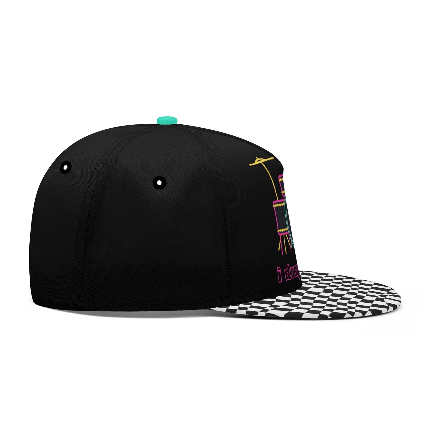 "I Drop Beats" Checkered Flat Bill Hat