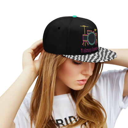 "I Drop Beats" Checkered Flat Bill Hat