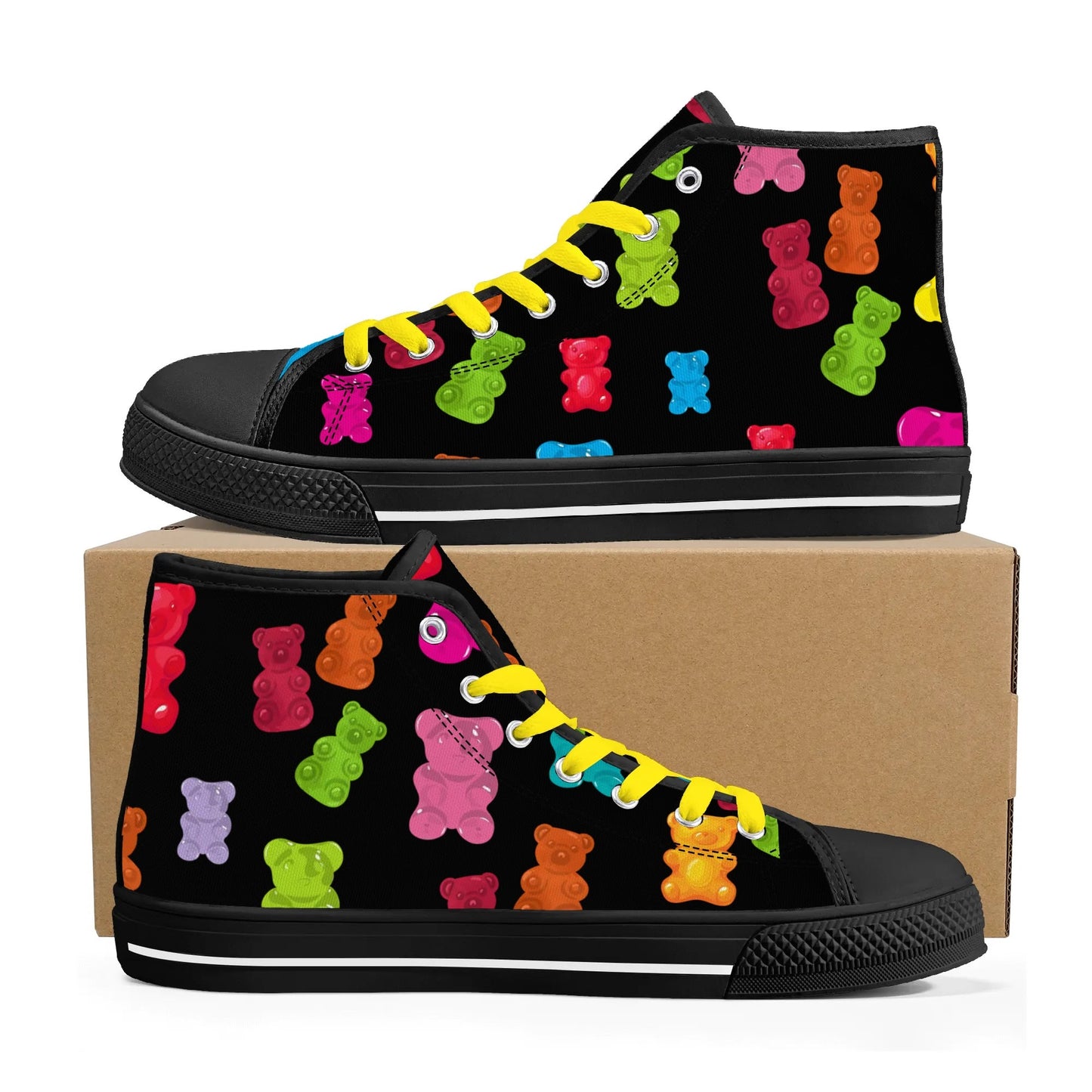 GUMMY BEARS WHATTTTT?! Mens High Top Canvas Shoes