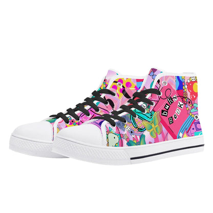 Burn Books and Pink Stallions - Mens High Top Canvas Shoes - Customized Tongue