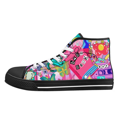 Burn Books and Pink Stallions - Mens High Top Canvas Shoes - Customized Tongue