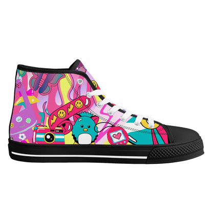 Burn Books and Pink Stallions - Mens High Top Canvas Shoes - Customized Tongue