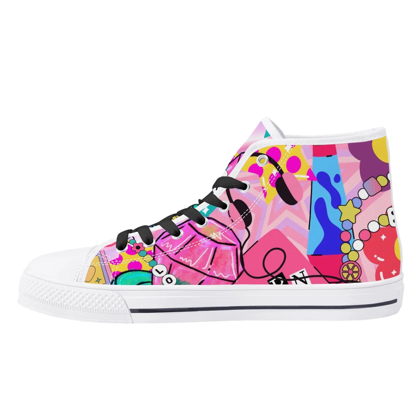 Burn Books and Pink Stallions - Mens High Top Canvas Shoes - Customized Tongue