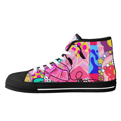 Burn Books and Pink Stallions - Mens High Top Canvas Shoes - Customized Tongue