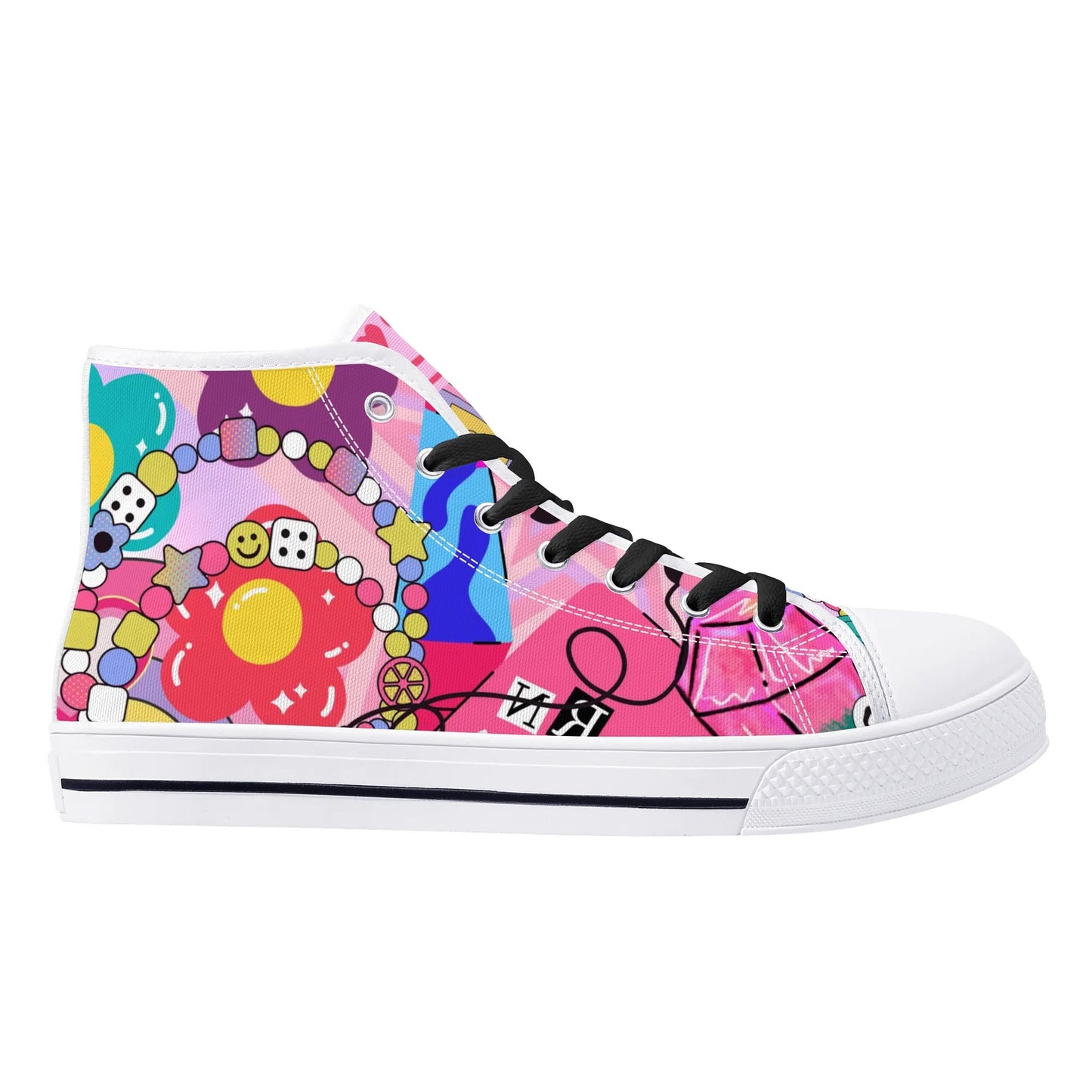 Burn Books and Pink Stallions - Mens High Top Canvas Shoes - Customized Tongue