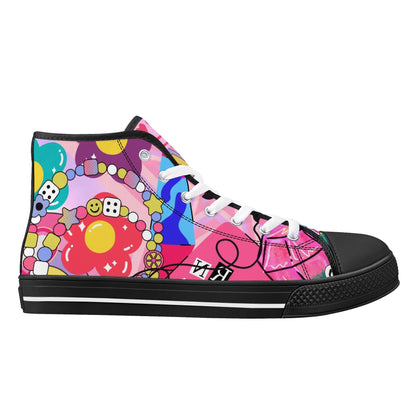 Burn Books and Pink Stallions - Mens High Top Canvas Shoes - Customized Tongue