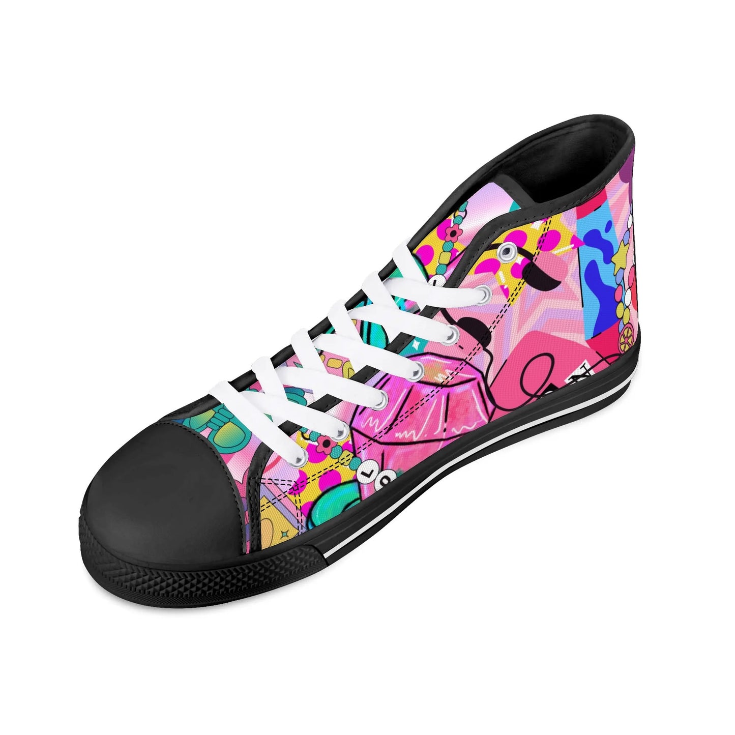 Burn Books and Pink Stallions - Mens High Top Canvas Shoes - Customized Tongue