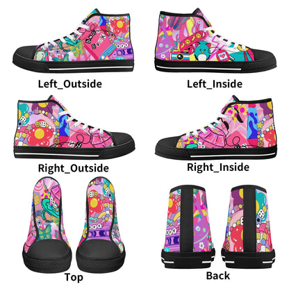 Burn Books and Pink Stallions - Mens High Top Canvas Shoes - Customized Tongue