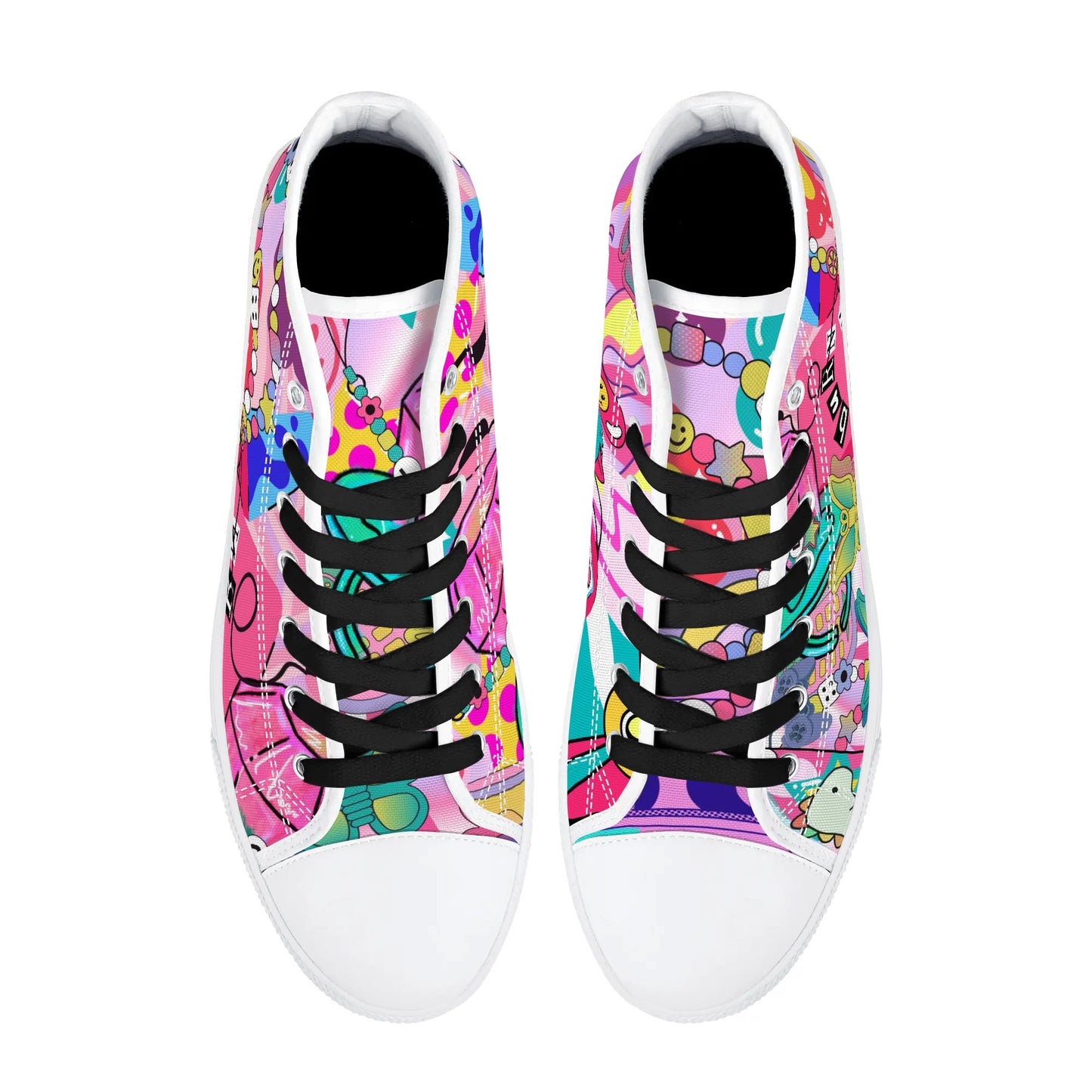 Burn Books and Pink Stallions - Mens High Top Canvas Shoes - Customized Tongue