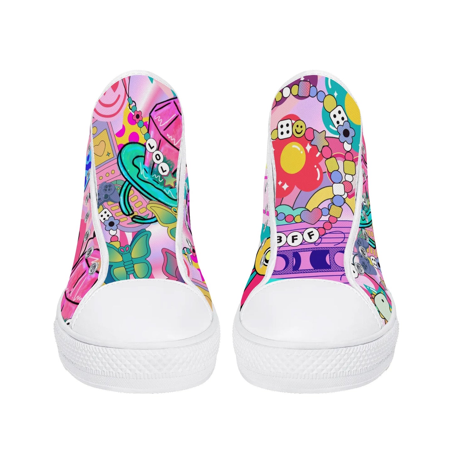 Burn Books and Pink Stallions - Mens High Top Canvas Shoes - Customized Tongue