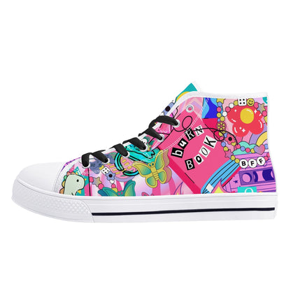 Burn Books and Pink Stallions - Mens High Top Canvas Shoes - Customized Tongue