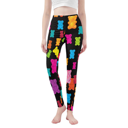 GUMMY BEARS _ BLACK Womens Soft Legging Yoga Pants