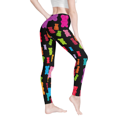 GUMMY BEARS _ BLACK Womens Soft Legging Yoga Pants