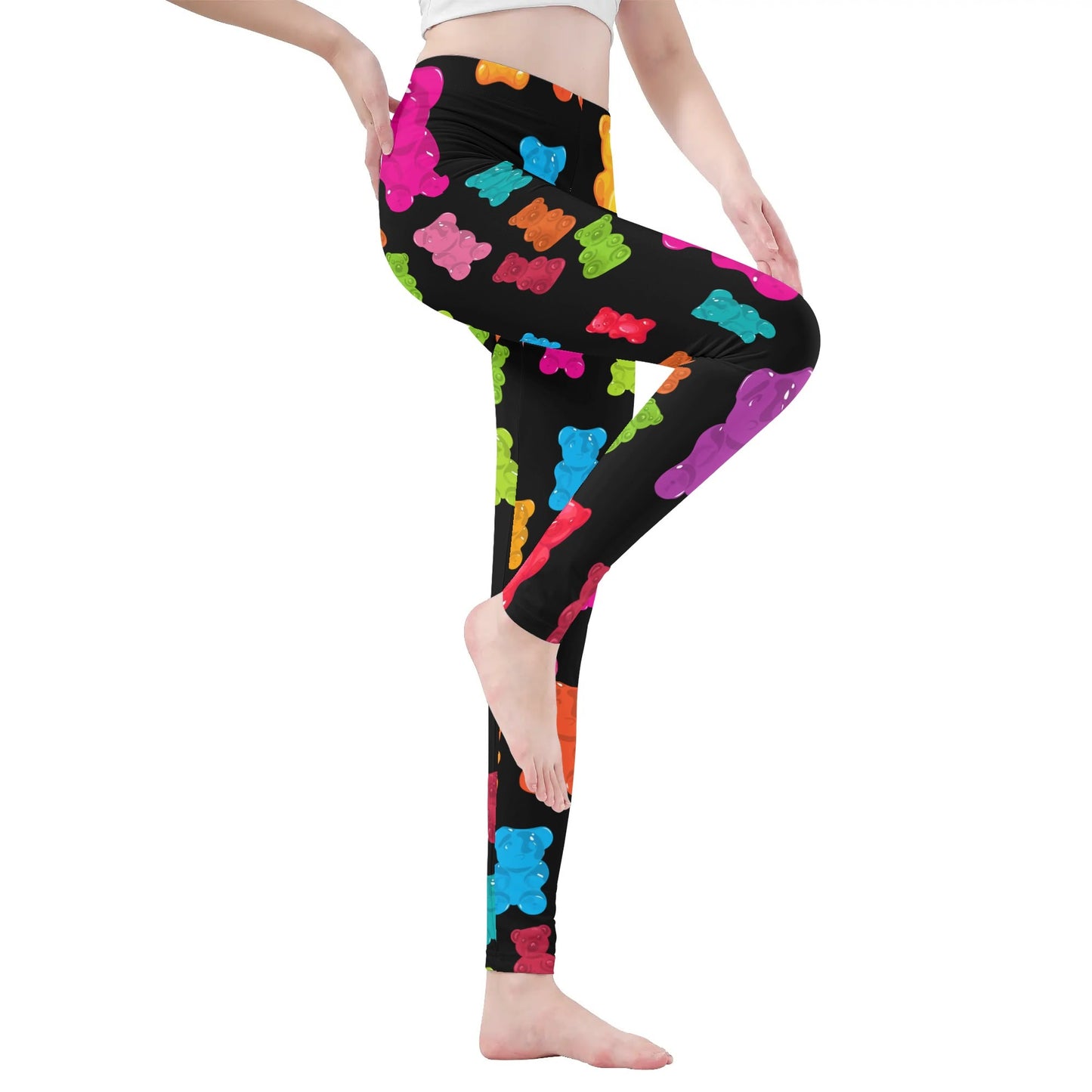 GUMMY BEARS _ BLACK Womens Soft Legging Yoga Pants