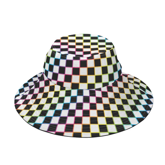 Checkerboard All Over Print Bucket Fisherman Hat