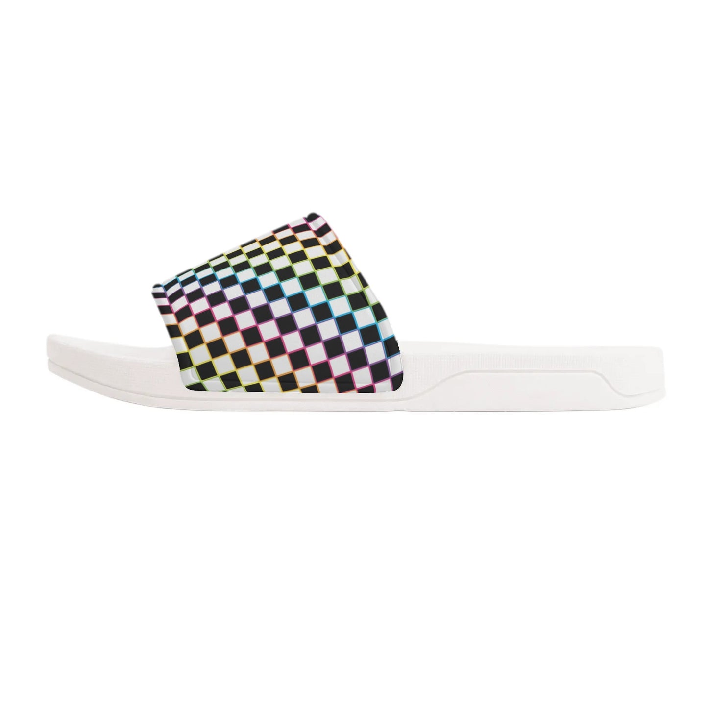 Rainbow Checkers Slide Sandals