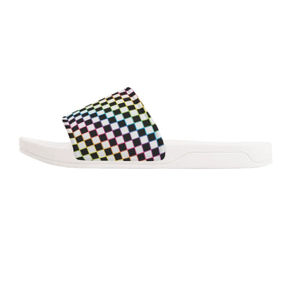 Rainbow Checkers Slide Sandals